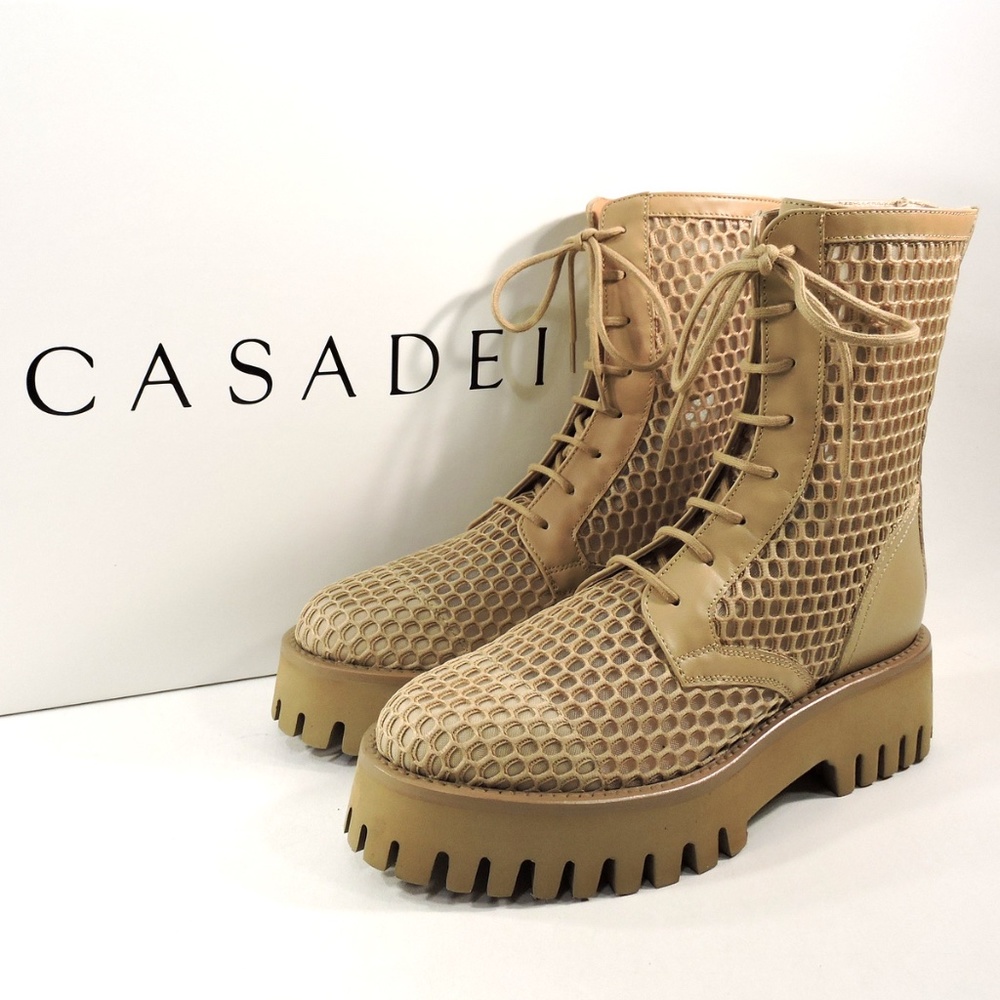 CASADEI ๐ฎ๐น WOMENS SAND LEATHER FASHION SUMMER BOOTIE - Picture 1 of 8